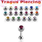 bber35 316l steel tragus barbell w bezel jewel steel ball