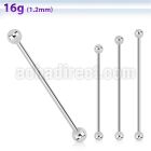 bbinds xtra long 316l steel industrial barbell with 4mm balls