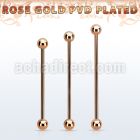 bbittb rose gold 316l steel industrial barbell, w two 5mm balls