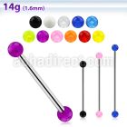 bbiuv4 316l steel industrial barbell with 4mm acrylic uv ball