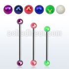 bbivab5 316l steel industrial barbell w 5mm ab acrylic ball