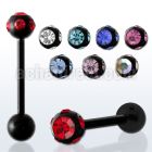 bbkc3 black steel tongue barbell w 6mm multi jewel ball