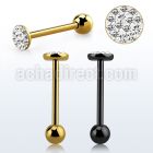bbmtj9 tongue barbell w 6mm multi crystal top no resin cover