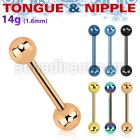 bbtb5 anodized 316l steel nipple tongue barbell with 5mm ball