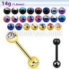 bbtc anodized 316l steel tongue barbell w 6mm jewel steel