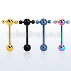 bbtspn anodized 316l steel tongue barbell w spinner bar w balls