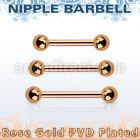 bbttb4 rose gold steel nipple barbell w 2 4mm balls