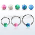 bcr12o5 316l steel ball closure ring 12g 5mm synthetic opal ball