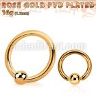 bcrtte rose gold plated 316l steel ball closure ring w 3mm ball