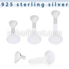 bilbdr clear bioflex labret 16g silver teardrop shape top