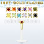 bilbqzrg bioflex labret w gold silver top w square 2mm prong cz