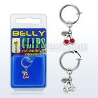 blcpt85 fake belly clip w dangling crystal cherries in package