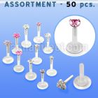 blk117 bio flex labret with silver top with 3mm prong cz