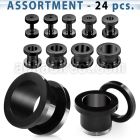 blk13 black pvd plated surgical steel screw fit flesh tunnel