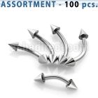 blk19a bulk of 316l steel eyebrow bananas with 3mm cones