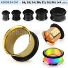 blk251 pvd plated 316l steel flared tunnel with rubber o ring