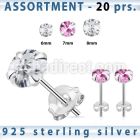 blk262m silver earring stud with round checkered cut cz