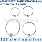 blk290 bulk of silver nose hoops with ball w diameter 8 12mm