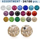 blk317 5mm multi crystal balls with threading and resin cover