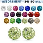 blk318 6mm multi crystal balls with threading and resin cover