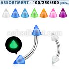 blk360 316l steel eyebrow banana with 3mm glow in the dark cone