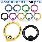 blk403 top pvd plated 316l ball closure ring with 4mm ball