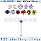 blk452 silver nose bone with 2mm round prong cz stone