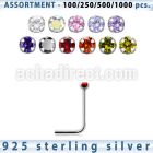 blk462 silver nose stud with 1 5mm round prong cz stone