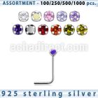 blk463 silver nose stud with 2mm round prong cz stone