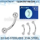 blk468 sterlized 316l steel eyebrow bananas with 3mm ball