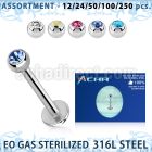 blk485 sterilized 316l steel labret with 3mm bezel ball