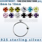 blk544 bulk of silver noose hoop w 2mm prong set cz stone
