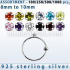 blk545 bulk of silver noose hoop w 1 5mm prong set cz stone
