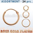 blk556 silver hollow hoop earrings with 18k rose gold plating
