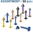 blk74 bulk of anodized 316l steel labret with 3mm 4mm cones