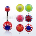 bndxe 316l steel belly banana with 5 8mm flower acrylic ball