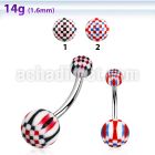 bndxu steel belly banana w acrylic balls w a checker pattern