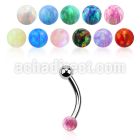 bne1op 316l steel eyebrow banana w a 3mm synthetic opal ball
