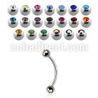 bne2c 316l steel eyebrow banana with 3mm bezel jewel ball