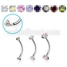 bne2czin internally threaded steel eyebrow banana w 3mm cz stone