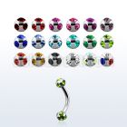 bnec3 316l steel belly banana with 3mm multi jewel ball