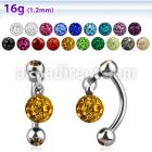 bner7 316l steel eyebrow banana w ferido crystal ball w resin