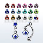 bner8 316l steel eyebrow banana with dangling jewel ball