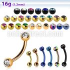 bnet2c anodized 316l steel eyebrow banana with 3mm bezel ball