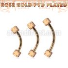 bnett2ds rose gold steel eyebrow banana w 2 2.5mm dices