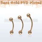 bnettb4 rose gold steel eyebrow banana w 2 4mm balls