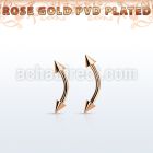 bnettcn rose gold 316l steel eyebrow banana, w two 3mm cones
