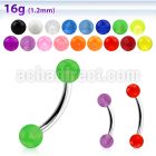 bneuvb 316l steel eyebrow banana with 3mm acrylic uv ball