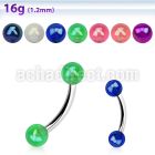 bneuvbab 316l steel eyebrow banana w 3mm ab coated acrylic balls