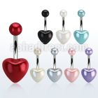 bnhrpe 316l steel belly banana w multi color heart faux pearl